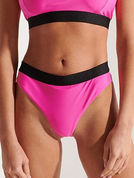 Superdry Recycled Fabric Bikini Brief - Pink, Multi, Size 8, Women