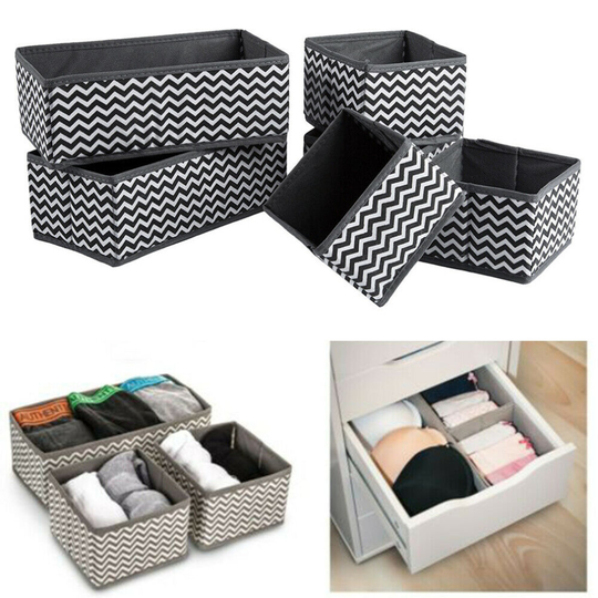 6 Pack CANVAS STORAGE BOX WARDROBE ORGANISER DRAWER ORGANISER FOLDABLE