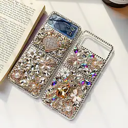 Bling Phone Case For Samsung Galaxy Back Cover Z Flip 3 Rhinestone Dustproof Shockproof Crystal Diamond TPU Lightinthebox