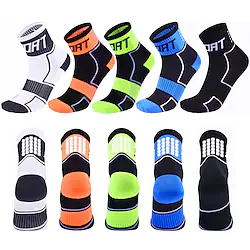 5 Pairs Compression Socks Ankle Socks Athletic Sports Socks Cycling Socks Women's Men's Cycling Bike Bike Cycling Lightweight Breathable Quick Dry Fashion Nylon White Black Blue Lightinthebox