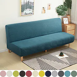 Stretch Futon Sofa Cover Green Slipcover Elastic Couch White Grey Plain Armless Sofa Furniture Protector Solid Soft Durable Washable Lightinthebox