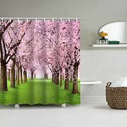 Landscape Bathroom Curtain Butterfly With Floral Shower Curtain Casual Polyester New Design Lightinthebox