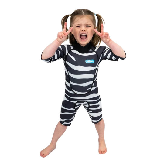 Saltskin Youth Kids Zebra 2mm Shorty Spring Wetsuit - Zebra