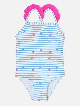 Accessorize Girls Heart Print Swimsuit - Multi