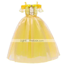 Princess Belle Dress Flower Girl Dress Girls' Movie Cosplay A-Line Slip Vacation Dress Yellow Dress Halloween Children's Day Masquerade Polyester Lightinthebox