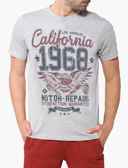 T-Shirts Eagle Calif Motif Cotton Jersey T-Shirt in Light Grey Marl - South Shore / S - Tokyo Laundry