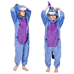 Kid's Cosplay Costume Kigurumi Pajamas Donkey Riding A Donkey Animal Onesie Pajamas Flannel Toison Cosplay For Boys and Girls Christmas Animal Sleepwear Cartoon Festival / Holiday Costumes Lightinthebox