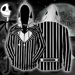 Inspired by The Nightmare Before Christmas Jack Skellington Cartoon Manga Outerwear Anime Front Pocket Graphic Outerwear For Men's Women's Unisex Adults' 3D Print 100% Polyester Casual Daily Lightinthebox