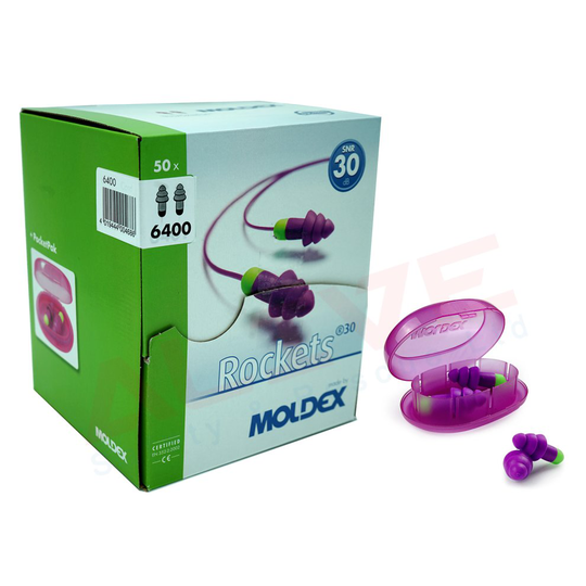 (Box of 50 Pairs) MOLDEX 6400 Rocket Earplugs - SNR:30dB