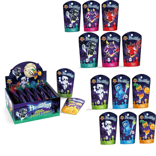 (12pcs with display box) Halloween Devil Ghost Skeleton Death Building Block Set Puzzle Assembled Small Particle Building Block Toy