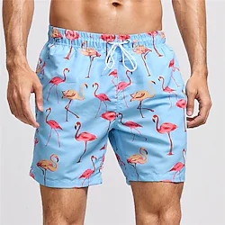 Men's Swim Shorts Swim Trunks Board Shorts Beach Shorts with Mesh lining Elastic Waist Elastic Drawstring Design Graphic Flamingo Comfort Breathable Short Casual Daily Beach Fashion Streetwear Green Lightinthebox