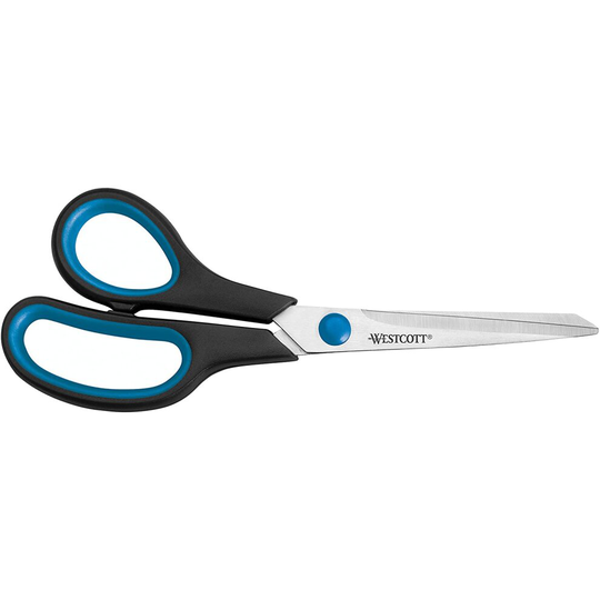 Westcott 8 inch Easy Grip Left Handed Soft Grip Scissor - Black/Blue
