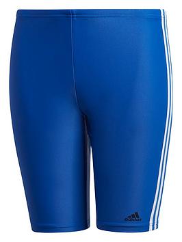adidas Junior Boys Fit Jammer 3-Stripes Swim Shorts - Blue/White, Blue/White, Size 3-4 Years