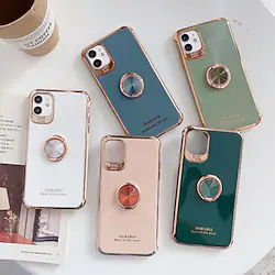 Phone Case For Apple iPhone 14 Pro Max 12 11 Pro Max X XR XS 8 7 Plus Shockproof Plating Ring Holder with Stand Solid Colour Back Cover Lightinthebox