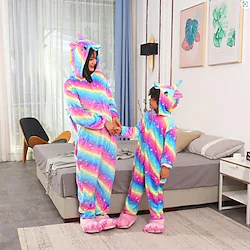 Kid's Kigurumi Pajamas Nightwear Camouflage Unicorn Flying Horse Fashion Onesie Pajamas Flannelette Cosplay For Boys and Girls Carnival Animal Sleepwear Cartoon Festival / Holiday Costumes Lightinthebox