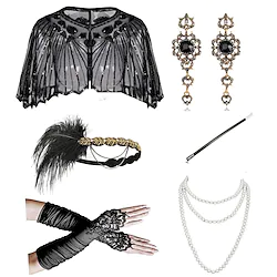 The Great Gatsby Charleston Retro Vintage 1950s 1920s Cloak Party Costume Fascinator Hat Women's Costume Vintage Cosplay Party / Evening Shawl Masquerade / Gloves / Headwear / Necklace / Earrings Lightinthebox