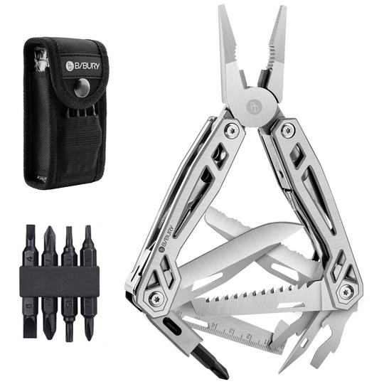 Multi-Tool, 21 in 1 Multitools Pliers with Rope Cutter, Can Opener, Screwdriver, EDC Tools for Camping, Outdoor Activities, Repairing (Shiny)