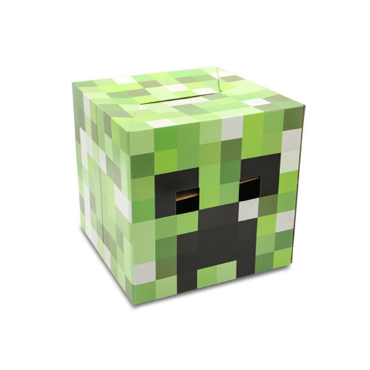 (Green Creeper) Minecraft Cardboard Head Cover Box Steve Creeper Enderman Mask Cosplay Costume