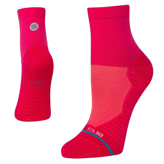 Stance Womens Distance QTR Quarter Performance Socks - Pink