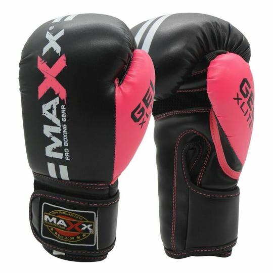 (Black Pink, 6oz) Maxx 2lines Kids Junior Boxing Gloves Sparring Glove Competition Training and Fighting glove pad MMA UFC gym in door