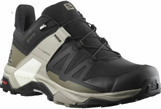 Salomon Mens Outdoor Shoes X Ultra 4 GTX Black/Vintage Khaki/Vanilla Ice 45 1/3