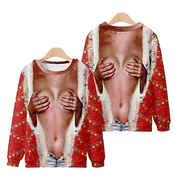 Santa Claus Masquerade Ugly Christmas Sweater / Sweatshirt Men's Women's Unisex Couple's Christmas Christmas Christmas Eve Adults' Party Christmas Polyester Top Lightinthebox