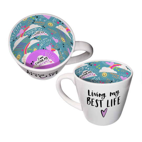 Inside Out Living My Best Life Novelty Mug In Gift Box Happy Sunshine Design