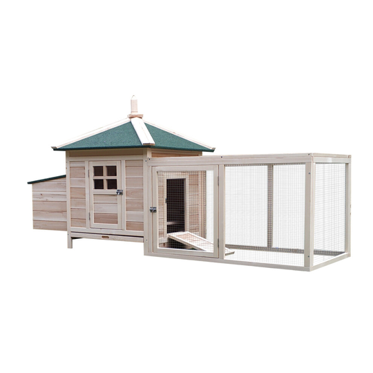 PawHut Chicken Coop Hen Poultry House with Run Nesting Box Natural