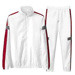 Men's Tracksuit Sweatsuit 2 Piece Street Winter Long Sleeve Thermal Warm Breathable Soft Fitness Gym Workout Running Sportswear Activewear Color Block Light gray (HT026) White Black / Hoodie / Casual Lightinthebox