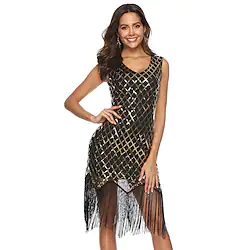 The Great Gatsby Charleston Roaring 20s 1920s Cocktail Dress Vintage Dress Flapper Dress Prom Dress Women's Sequins Tassel Fringe Costume Vintage Cosplay Event / Party Wedding Party Festival Lightinthebox