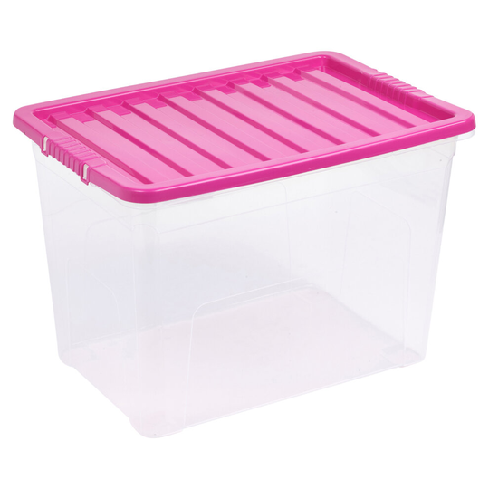 (75 Litre, Pink) Storage Boxes Stackable Container Lightweight