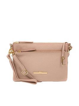 Pure Luxuries London Lytham Zip Top Leather Cross Body Clutch Bag, Pink, Women
