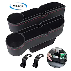 Car Seat Gap Filler Organizer2 Pack Between Front Seat Storage Boxauto Premium Leather Console with Cup Holder and 2 HooksCar Seat Side Pocket for Interior EssentialsRoadtrip Essentials for Adults Lightinthebox