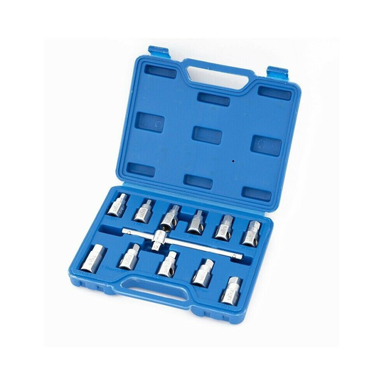 S-12ODP 12pc Drain Plug Key Socket Set Sump 3/8" Wrench Oil Axle Filter Gearbox