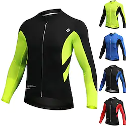 Men's Cycling Jersey Long Sleeve Bike Top with 3 Rear Pockets Mountain Bike MTB Road Bike Cycling Breathable Quick Dry Moisture Wicking Reflective Strips Black And White Black Red Black blue Lightinthebox