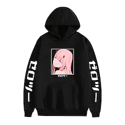 Inspired by Darling in the Franxx Zero Two Cosplay Costume Hoodie Cartoon Harajuku Graphic Kawaii Hoodie For Men's Women's Adults' Hot Stamping 100% Polyester Lightinthebox