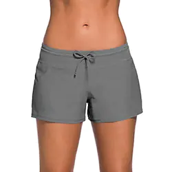 Women's Swimwear Cover Up Swim Shorts Normal Swimsuit High Waist Elastic Waist Pure Color Black Gray Fuchsia Royal Blue Bathing Suits Sports Neutral Casual / Vacation / Modern / New Lightinthebox