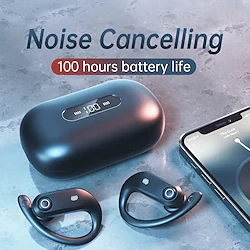 Bluetooth Headphones 4 Mic Clear Calls 100 Hours Playtime with 2200 mAh Wireless Charging Case Stador Wireless Earbuds Sweatproof Waterproof Earmuffs for Sports Running Workout Games Lightinthebox