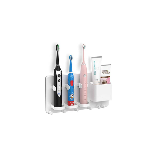simpletome Adhesive Electric Toothbrush Holder Wall Mounted Razor Hanger Bathroom Organizer Box ABS (White)