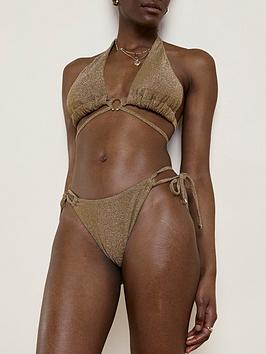 River Island Bikini Bottoms - Gold, Gold, Size 8, Women
