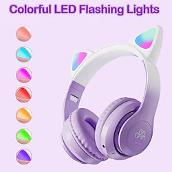 Cat Ear Headphones Bluetooth Wireless Headphones for Kids Teens Adults Over-Ear Bluetooth Headphones with Microphone Cat Ear Headphones for Girls Women Lightinthebox