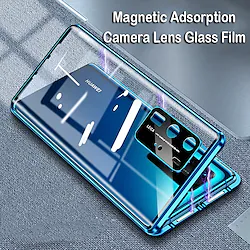 Magnetic Adsorption Tempered Glass Double Sided Case For Huawei P40 P30 Pro Lite Coque 360 Protective Cases with Carmera Lens Protector for Huawei Mate 30 20 Pro Nova 7i 6SE Lightinthebox