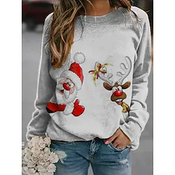 Christmas Santa Claus Reindeer Ugly Christmas Sweater / Sweatshirt Hoodie Adults' Women's Cosplay Christmas Christmas Christmas Carnival Masquerade Festival / Holiday Polyester Red / Gray Women's Easy Lightinthebox