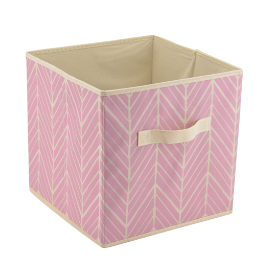 (Light Pink) Organizer Fabric Basket Storage Box