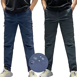 Men's Waterproof Hiking Pants Fleece Lined Pants Softshell Pants Winter Outdoor Thermal Warm Fleece Lining Waterproof Windproof Pants / Trousers Bottoms Black Navy Blue Fleece Hunting Ski / Snowboard Lightinthebox