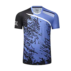 Men's Tennis Shirt Athletic Shirt Breathable Quick Dry Moisture Wicking Short Sleeve T Shirt Regular Fit V Neck Printed Summer Gym Workout Tennis Badminton / Micro-elastic / Lightweight Lightinthebox