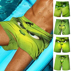 Inspired by The Grinch Grinch Beach Shorts 3D Graphic Shorts For Men's Women's Boys Kid's Adults' 3D Print 100% Polyester Lightinthebox