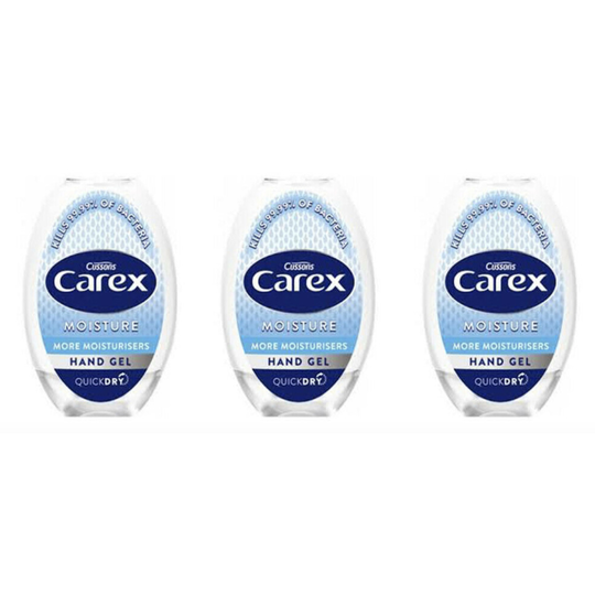 3 x Cussons Carex Moisture Hand Gel 50ml Quick Dry