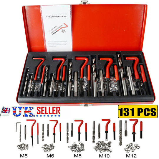 131Pcs Helicoil Thread Rethread Recoil Repair Kit Metric M6 M8 M10 M12