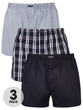 Calvin Klein 3 Pack Woven Boxer Shorts - Blue/Grey